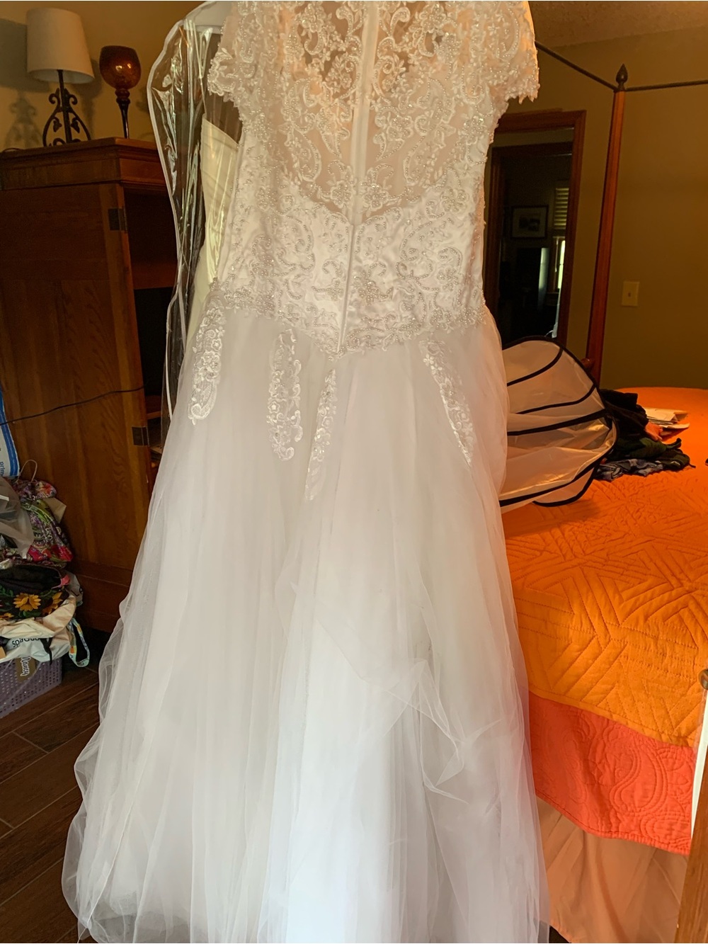 Rhinestone Lace Tulle Bridal Gown - White - Picture 7 of 8